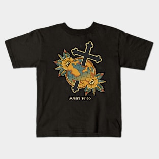 Cross Globe American Traditional Tattoo Flash Kids T-Shirt